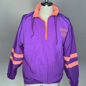 Vintage Neon Purple & Orange Varsity Team Stanford Pullover Windbreaker Size: XL